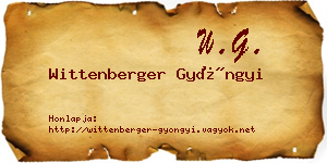 Wittenberger Gyöngyi névjegykártya